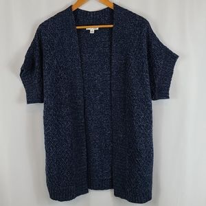 Navy Knit Open Cardigan Tee